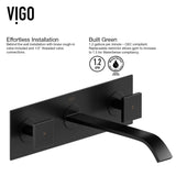 VIGO Titus Wall Mount Dual Handle Bathroom Sink Faucet, Eco-Friendly 1.2 GPM Flow Rate, Matte Black