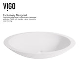 VIGO Wisteria MatteStone White Bathroom Sink/Basin Set with Cass Faucet and Oval Composite Vessel