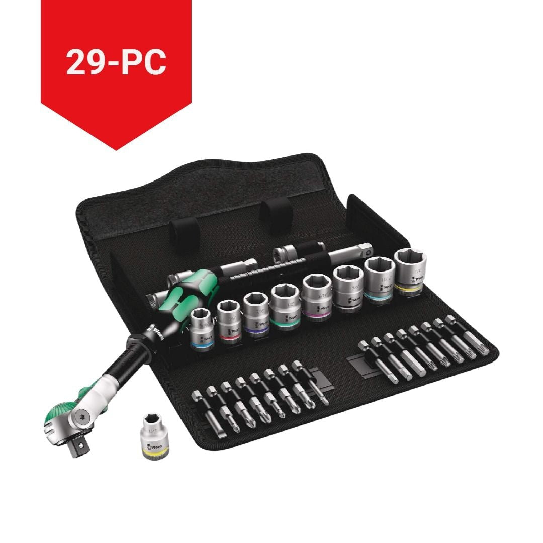 Wera 3/8-in Drive Socket Set, SAE, 29-pc