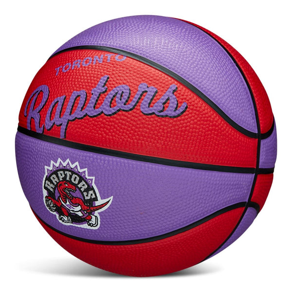 Wilson NBA Toronto Raptors Kids' Mini Outdoor Basketball, Size 3 (22.5-in), Purple/Red P1
