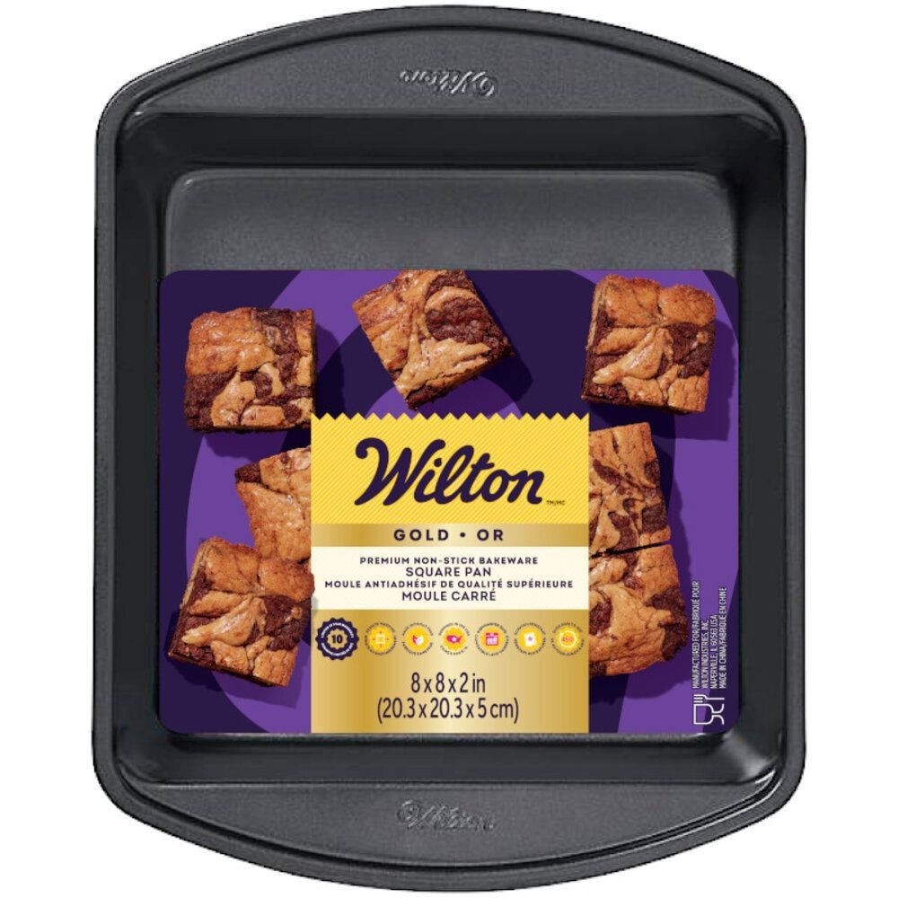 Wilton Gold Premium Non-Stick Bakeware Square Cake Pan, 8x8x2-in