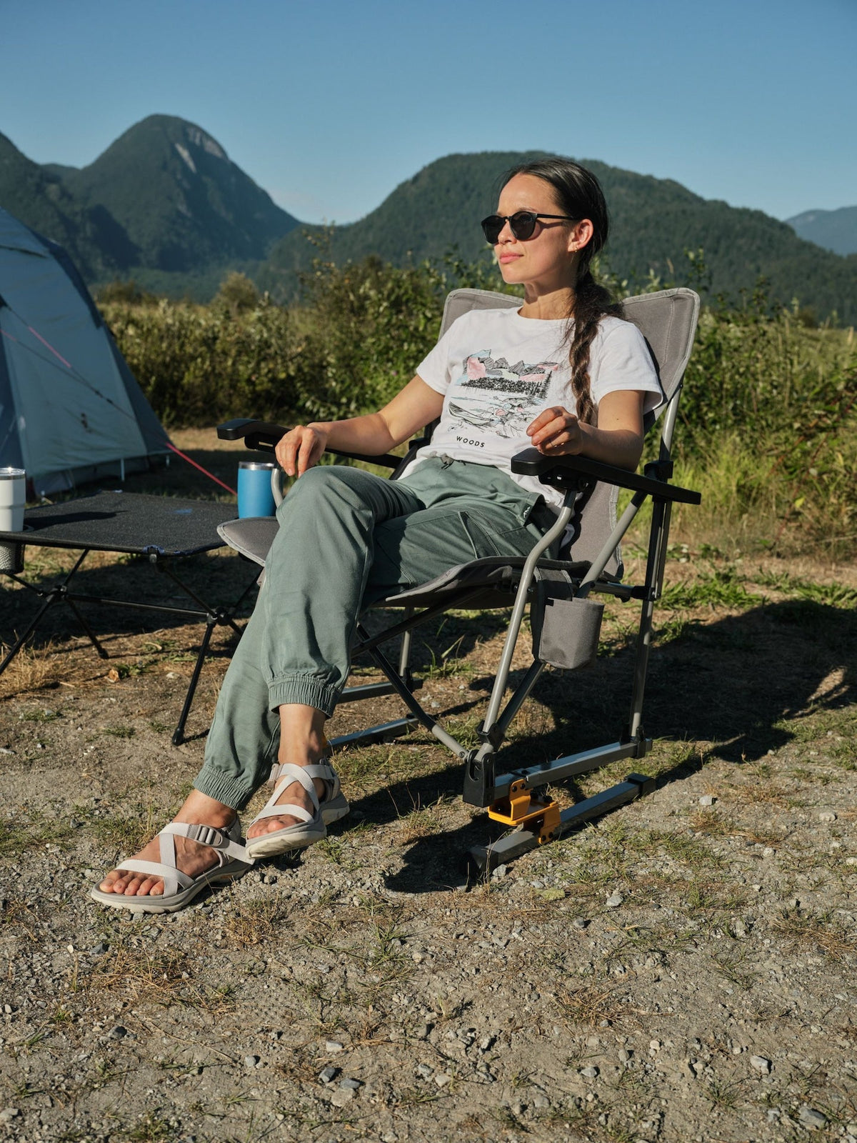 Woods Bonavista Folding Camp Rocker Chair, Grey