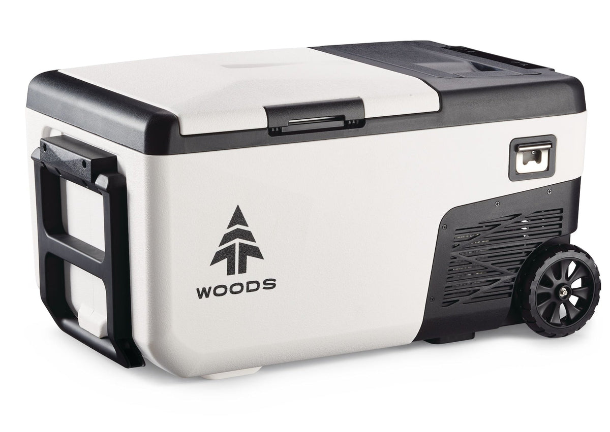 Woods Electric Compressor Cooler with Wheels, White, 22-L