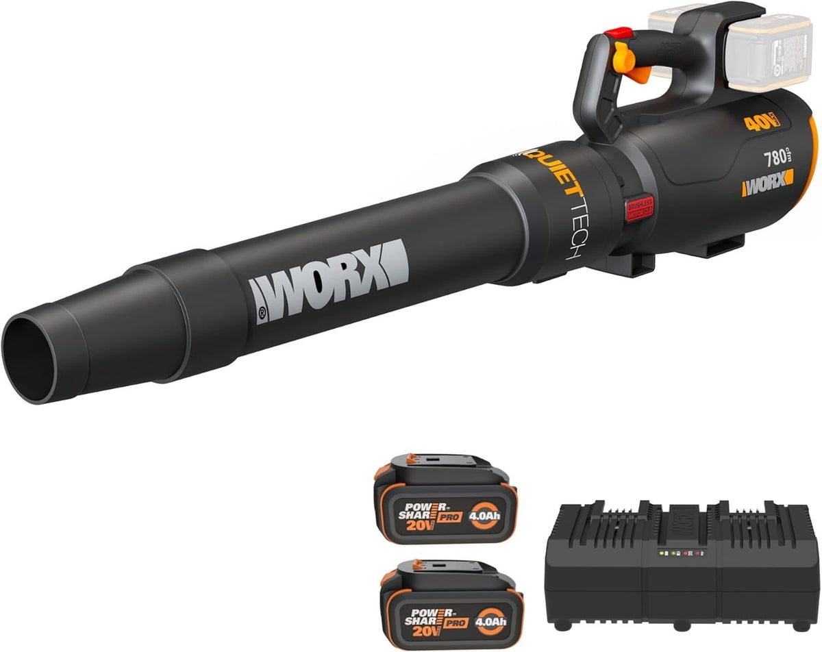 Worx 40V Power Share 780 CFM 190 MPH QuietTech Leaf Blower