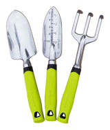 Yardworks Aluminium Garden Tool Set with Rubber Handles, Assorted Colours, 3-pc