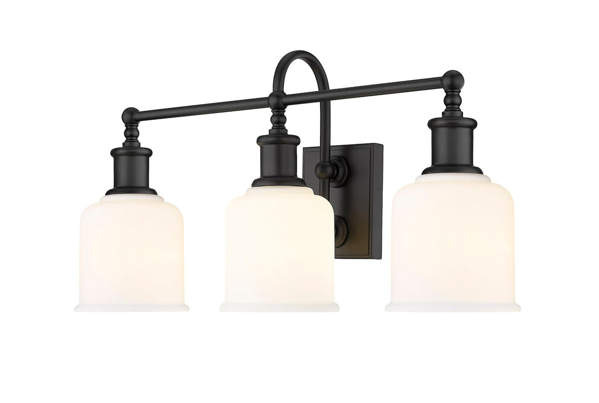 Z-Lite Bryant 3-Light Vanity Light, Black with Opal Shade