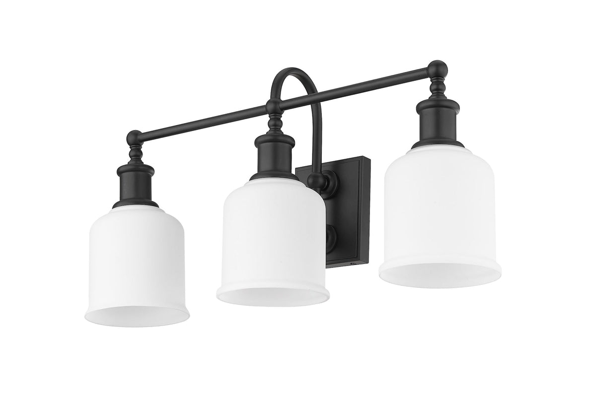 Z-Lite Bryant 3-Light Vanity Light, Black with Opal Shade