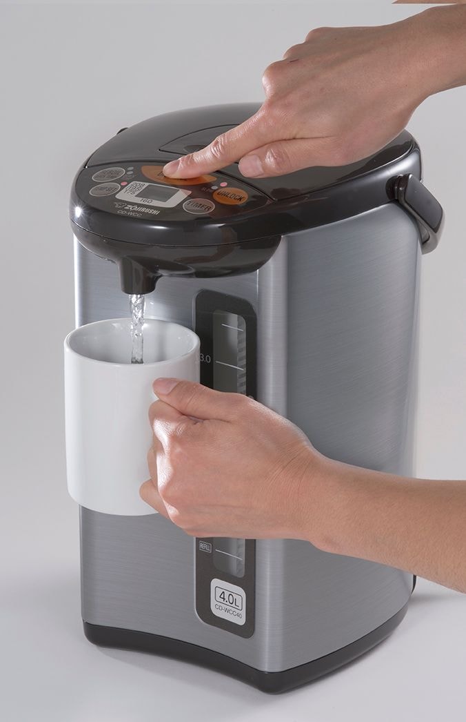 Zojirushi Electric Hot Water Boiler, Warmer & Dispenser, Black/Stainless Steel, 4-L A3